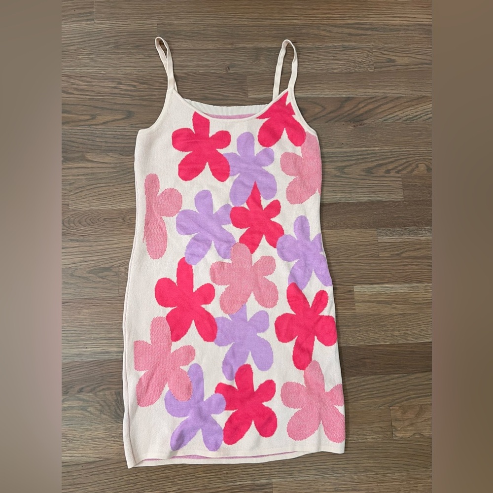 Flower Pattern Sweater Dress